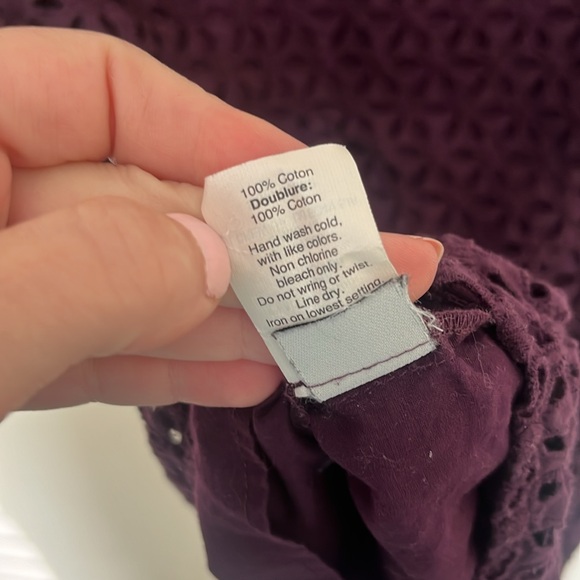 J Crew Plum Eyelet Shirt - Size 6 - Picture 6 of 8